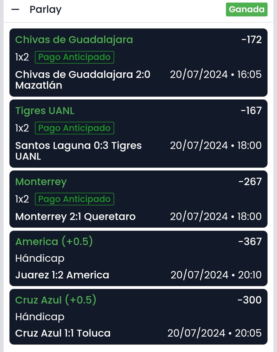 SE PRENDIÓ EL CERRO 🔥🔥🔥🔥!!!

Y por si fuera poco, ganamos también esta BELLEZA en mi GRUPO PARLAYS 💣✅️ !!!

Estas Bombas como nos han estado dando dinero 💣💎 !!!

Bien hecho mis Chingones, a Cobraaaar 🫶 !!!