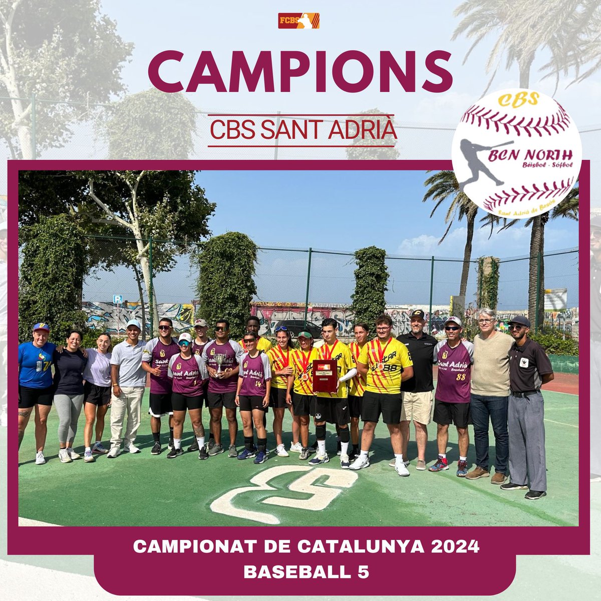 🏆 El <a href="/cbs_sab_bcnorth/">CBS Sant Adrià, BCN North</a>  es proclama campió del 1r Campionat de Catalunya Baseball5

1️⃣⚾️ Sant Adrià A 1-0 Sant Adrià B
2️⃣⚾️ Sant Adrià A 3-9 Sant Adrià B
3️⃣⚾️ Sant Adrià A 4-3 Sant Adrià B

👏🏻 Moltes felicitats campions i gràcies a tots els equips participants!