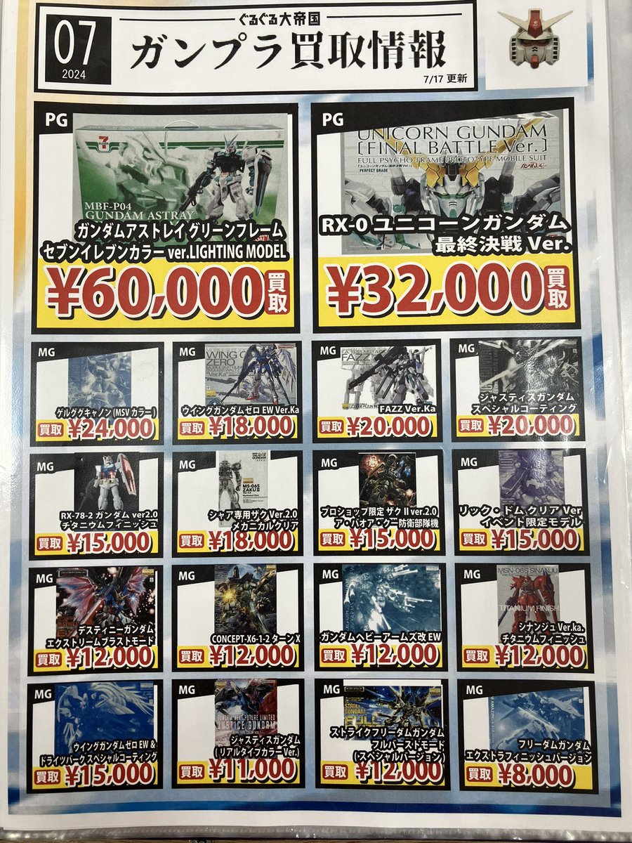 ガンプラの高価買取リスト更新してます！ プラスアップもやってます