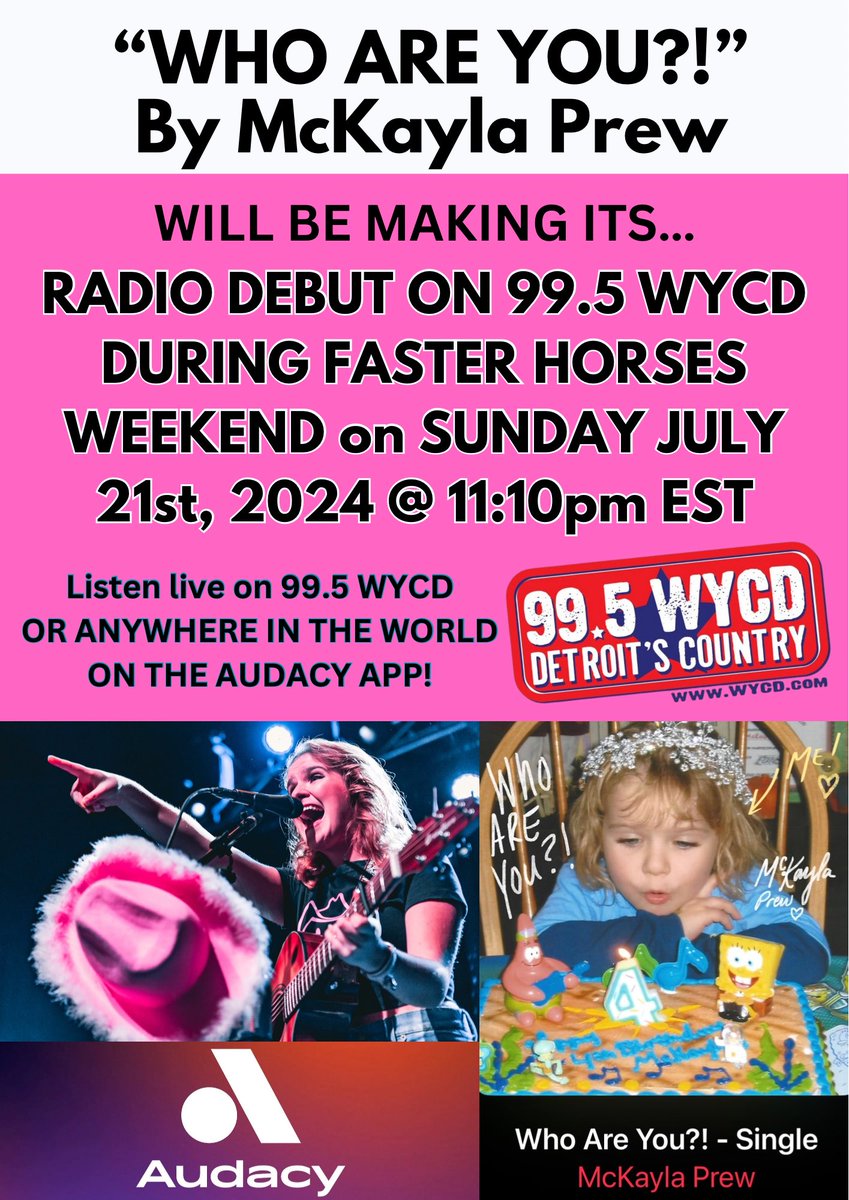 “WHO ARE YOU?!” IS MAKING ITS RADIO DEBUT ON <a href="/995WYCD/">99.5 WYCD</a> TONIGHT! SUNDAY JULY 21st, 2024 AT 11:10 EST🤠🩷!!! You can listen anywhere in the world at that time by searching 99.5 WYCD on the Audacy app !!