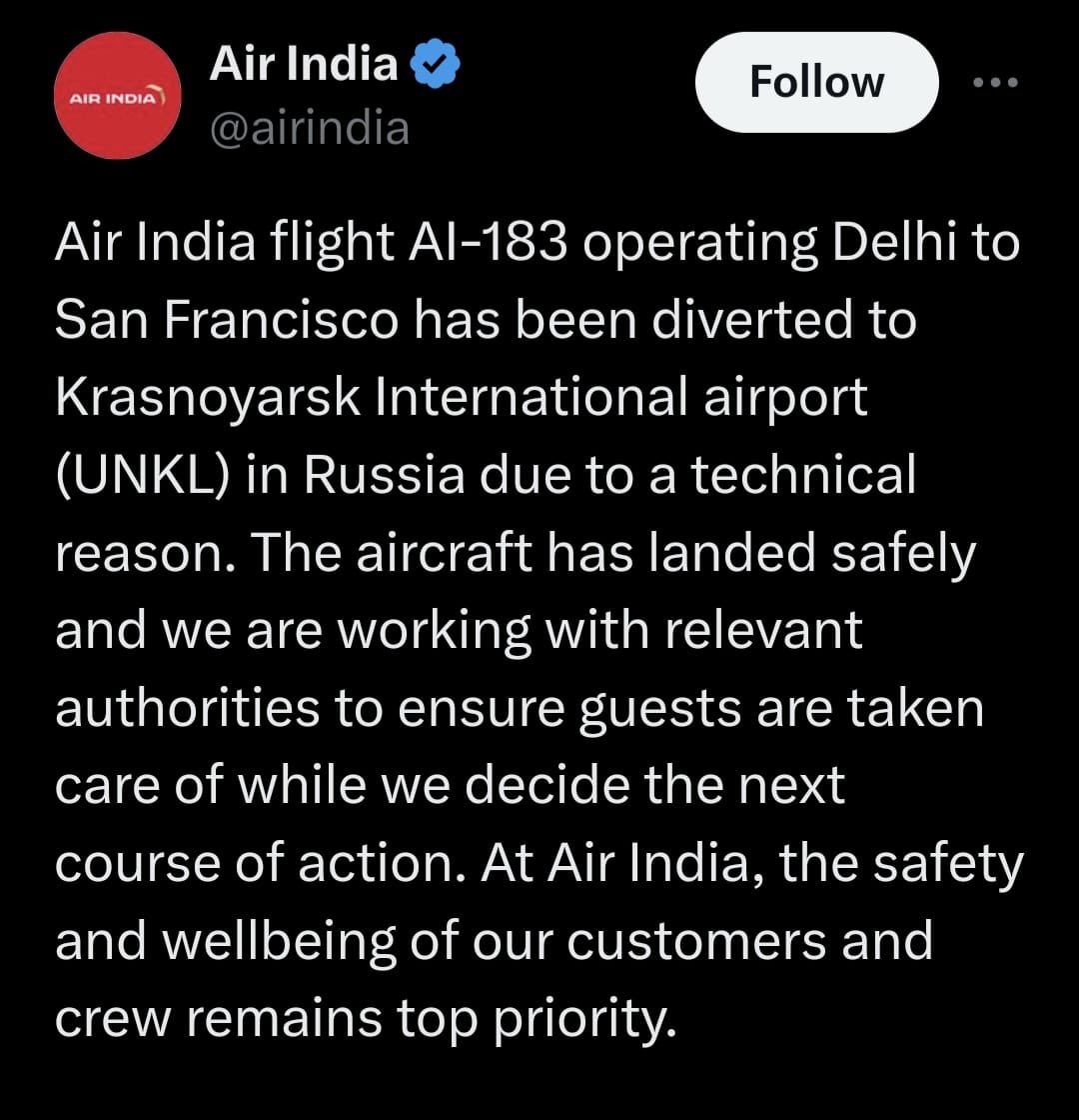atlAnup's tweet photo. @airindia This won’t fix having to turn around and land planes mid-flight. Flying air India has become a risk and trauma. 
My wife and kids flight from SFO to DEL got cancelled due to mechanical issues in the plane. And, two days later this! Shaking my head #SMH #MakeARealChange @airindia https://t.co/DtOGPl9PGO