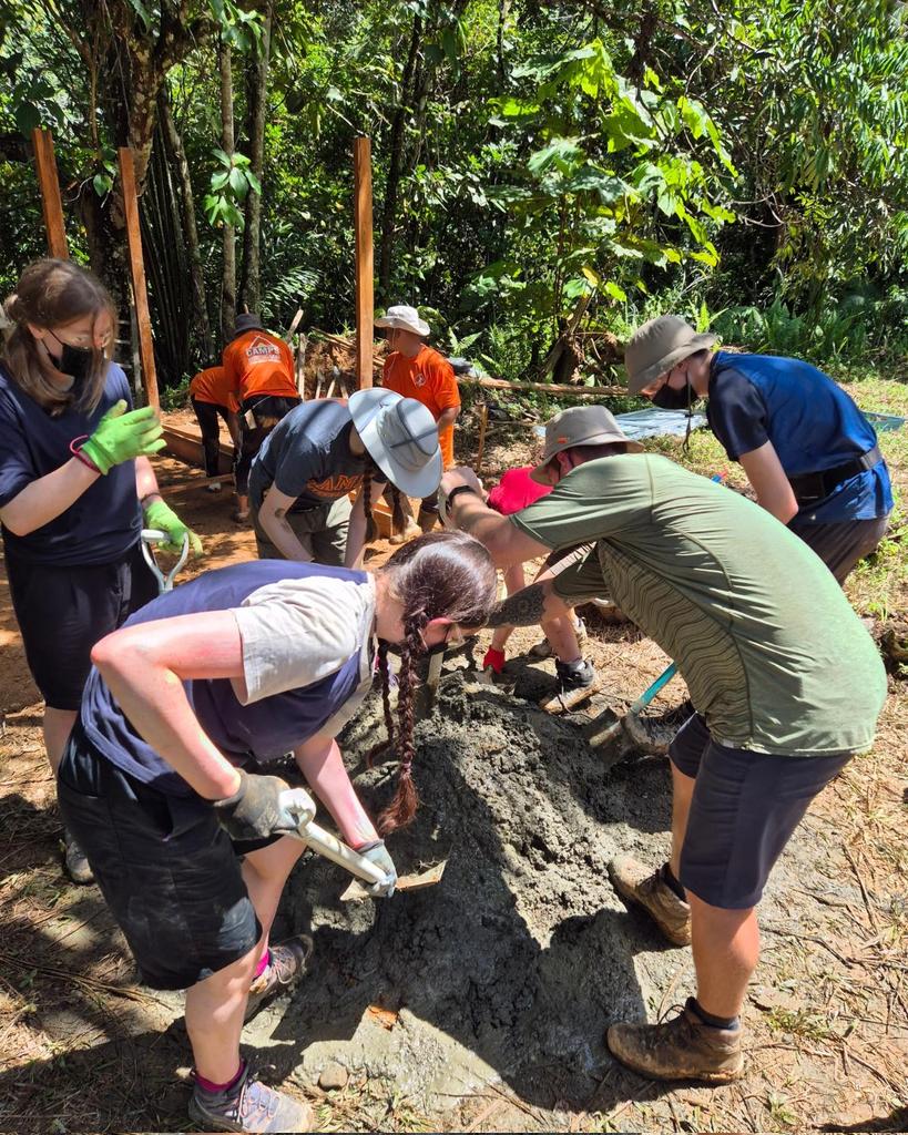 RutherfordTrips's tweet photo. After #team lunbawang spent the evening sharing cultural dances, we were able to do some washing and then a day of project work. This entailed helping build drainage for the road and a toilet block for the community. https://t.co/lerEad5PZH
