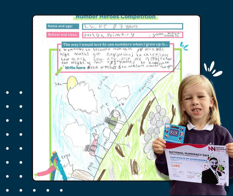 Nat_Numeracy's tweet photo. We’ve loved seeing your Number Heroes Competition entries so much we didn’t want to keep them to ourselves. 🏆
Here are just a few of them. 📸
🔗 Check them out in full here: https://t.co/PJOt2I6Vd8
#Teachers #Schools #MathsActivities https://t.co/OPwqP7BJDL
