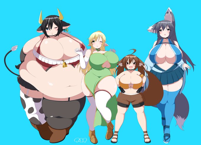 左からリパ(220cm)、ケイトさん(175cm)、鼓膜(140cm)、リリア(200cm)※耳や角は含まない 