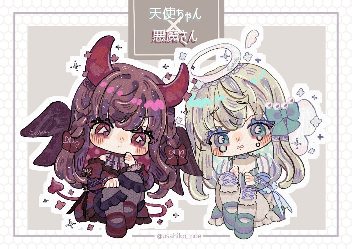 SD天使ちゃんと悪魔さん#イラスト 」|兎彦のイラスト