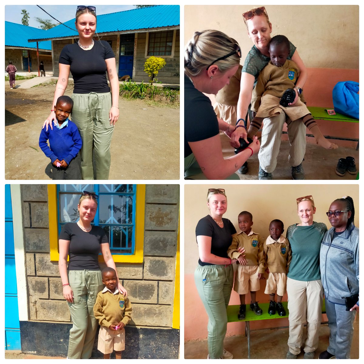Team_Kenya_TCS's tweet photo. Thanks to a TCS Yr 13 pupil the little boy in blue received full school uniform. The other little boy in the pictures received a school jumper and a pair of school shoes. The two ladies speaking are the children's mother's. Look at the difference she has made.♥️💔♥️ @TonyrefailCS https://t.co/ugfQegGJN3