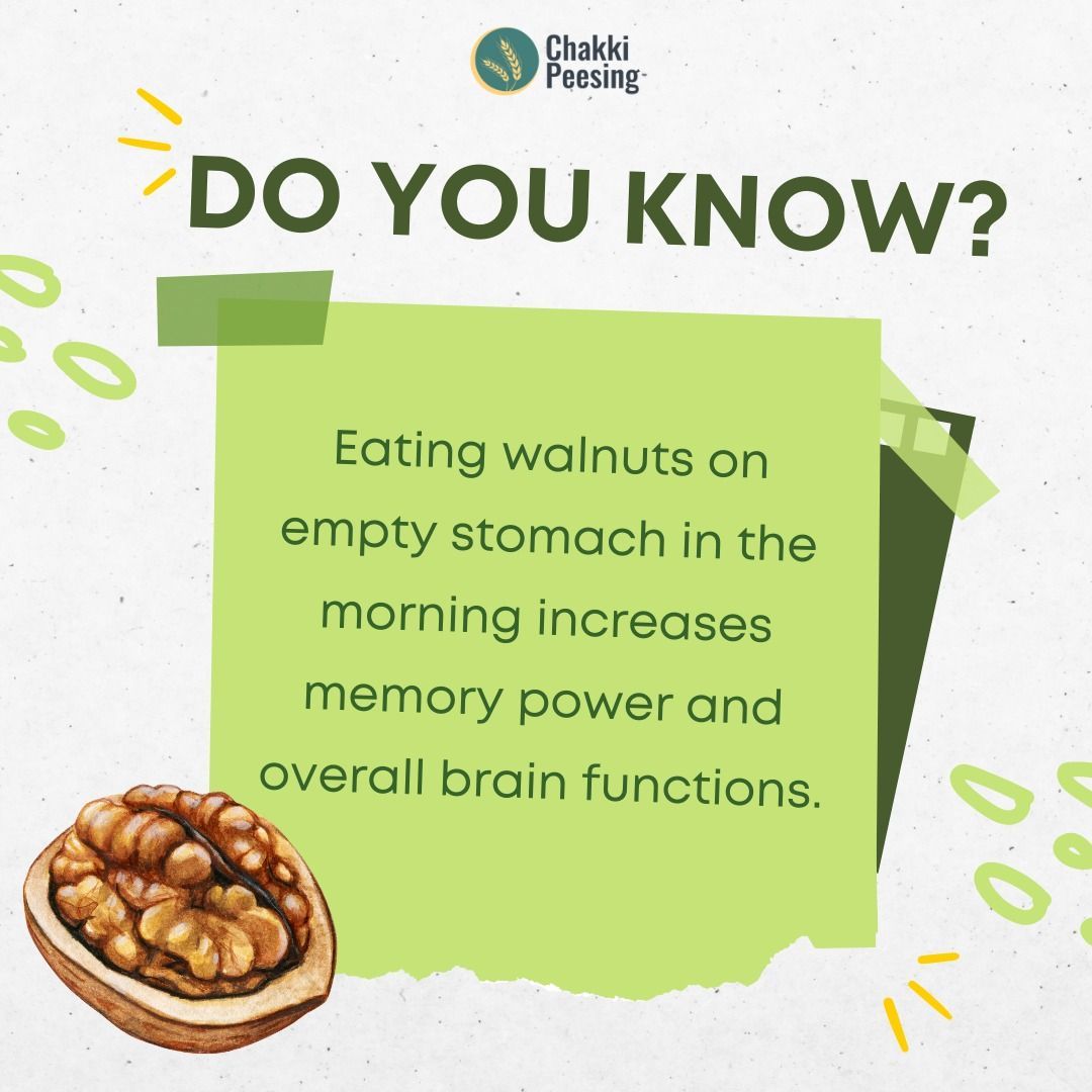 chakkipeesing's tweet photo. Eating walnuts on an empty stomach? 🌰😋 
Join us for some surprising fun facts with Chakki Peesing! Learn more about the benefits and delicious ways to enjoy walnuts throughout your day. 
#chakkipeesing #funfacts #foodfacts #walnuts #grocery https://t.co/AGbv4jlOfh