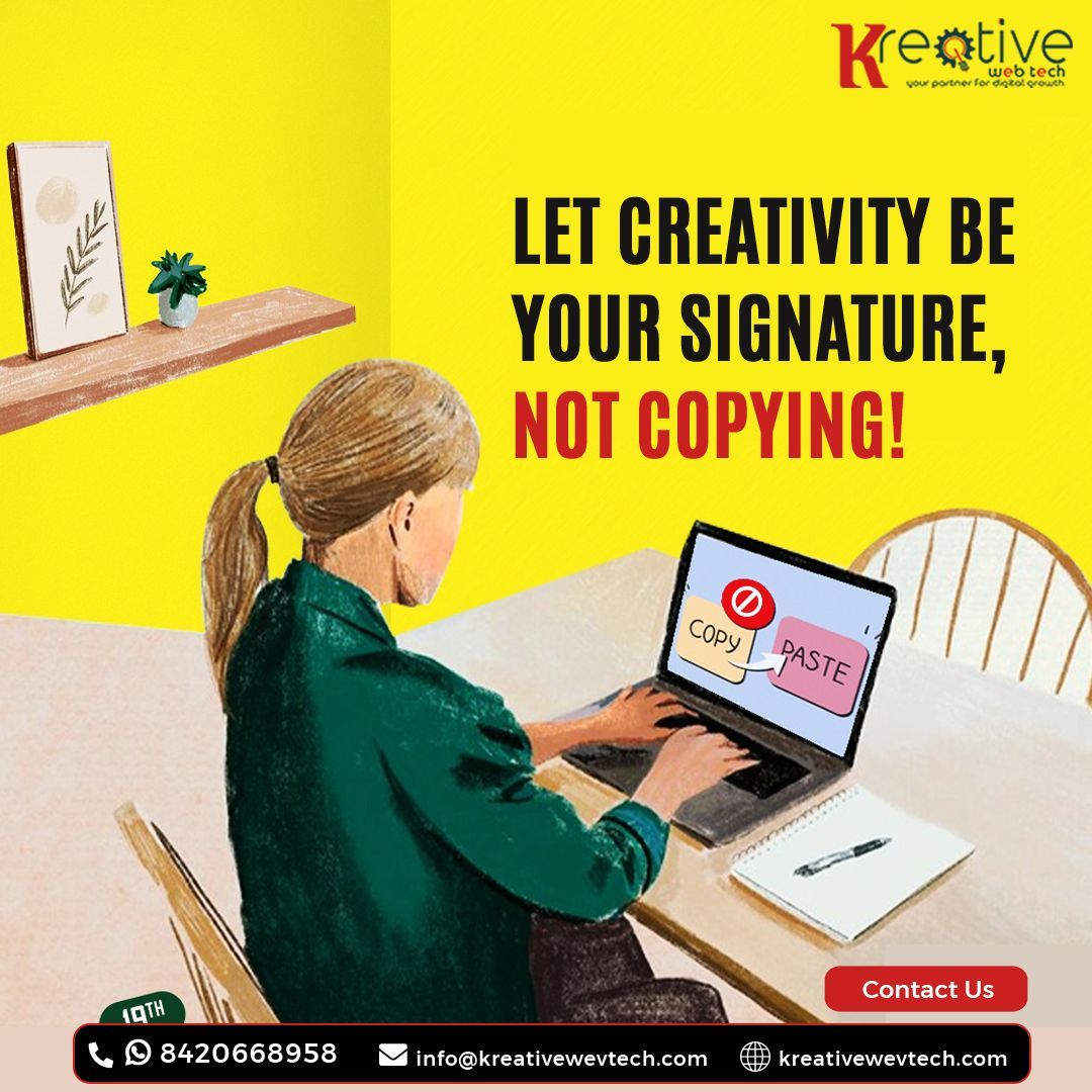 KreativeWebTech's tweet photo. Let Creativity Be Your Signature Not Copying!

Team #KreativeWebTech is Here to Promote Your Business Digitally Through a Complete Website Solution with Combined #DigitalMarketingSolution.

📞 Call or WhatsApp +91-8420668958 to Get in Touch With Us Today!

#kreativewebtech https://t.co/wml5g47bB6