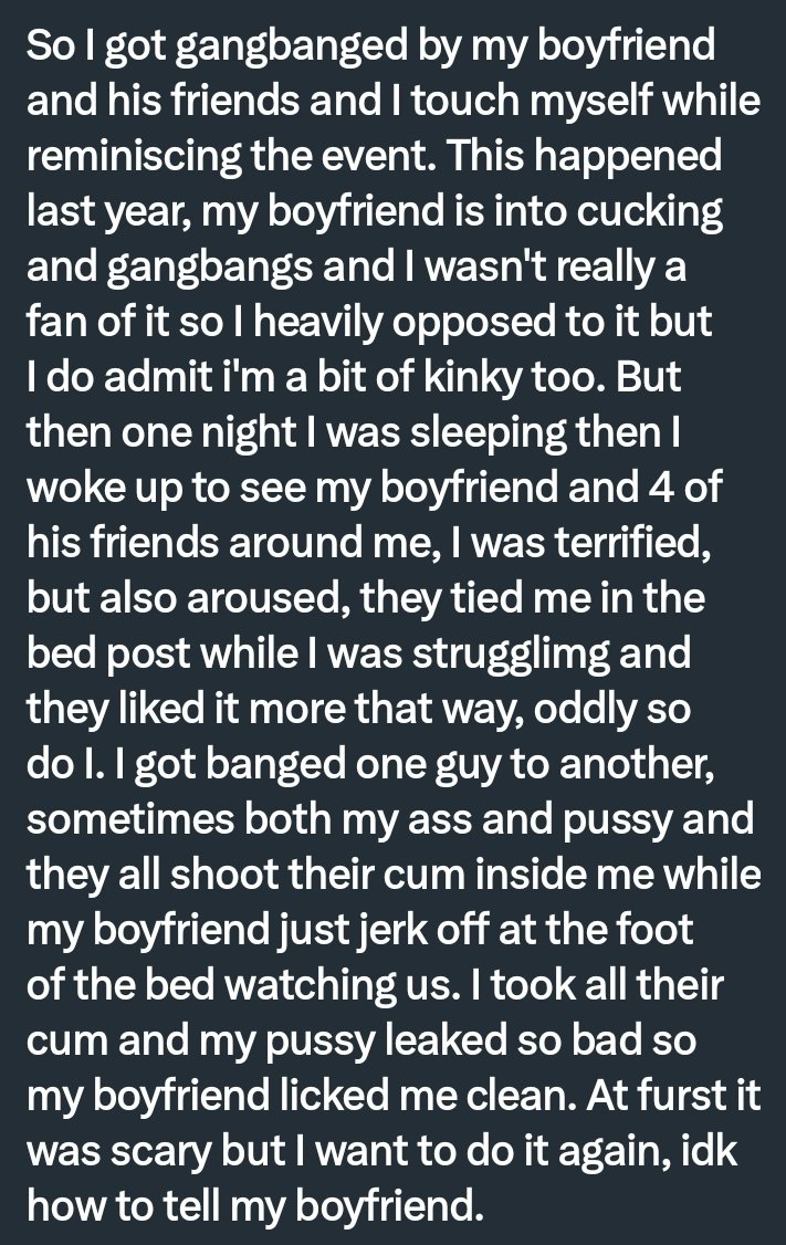 PervConfession's tweet photo. She got gangbanged by her boyfriend and his friends https://t.co/5jqAtqEG5H
