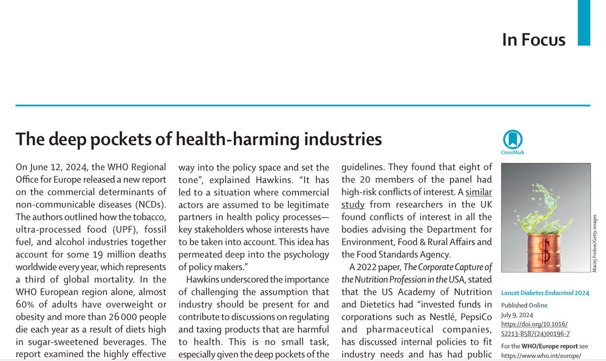 Stuart Gillespie (@stuartgillesp16) on Twitter photo Corporate capture, conflict of interest and the deep pockets of health-harming industry <a href="/TheLancetEndo/">The Lancet Diabetes & Endocrinology</a> <a href="/TheLancet/">The Lancet</a> <a href="/WHO/">World Health Organization (WHO)</a>
thelancet.com/journals/landi… Corporate capture, conflict of interest and the deep pockets of health-harming industry <a href="/TheLancetEndo/">The Lancet Diabetes & Endocrinology</a> <a href="/TheLancet/">The Lancet</a> <a href="/WHO/">World Health Organization (WHO)</a>
thelancet.com/journals/landi…