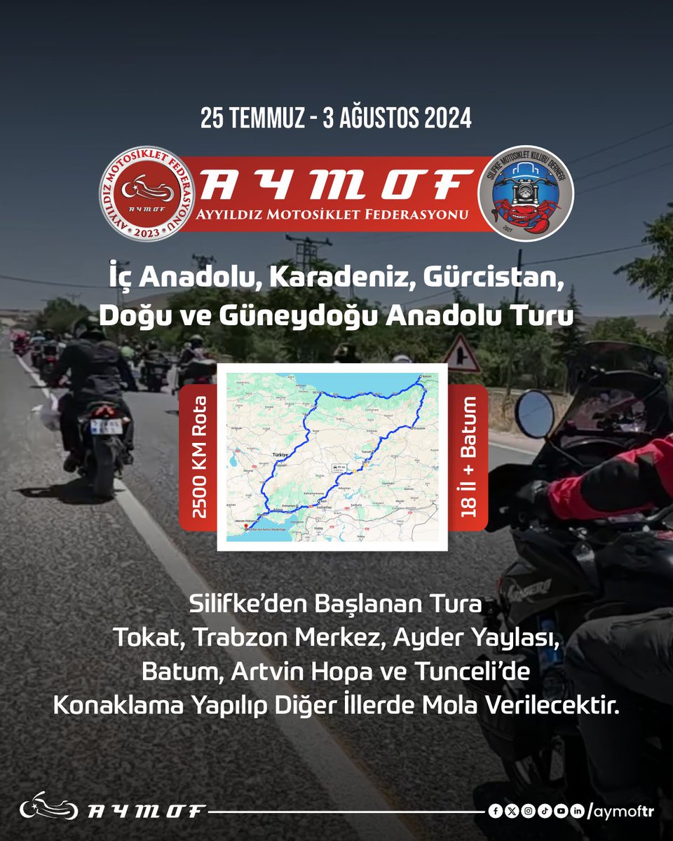 aymoftr's tweet photo. Aymof ve SMK (Silifke Motosiklet Kulübü) olarak 8 günlük 19 ili kapsayan büyük bir tura çıkıyoruz. Yol güzergahımızda bulunan dernek ve motosiklet kulüpleriyle tanışmak isteriz.

#TürkiyeTuru #Aymof #Motosiklet #Gezi #Rota https://t.co/EY3PuWHyGS