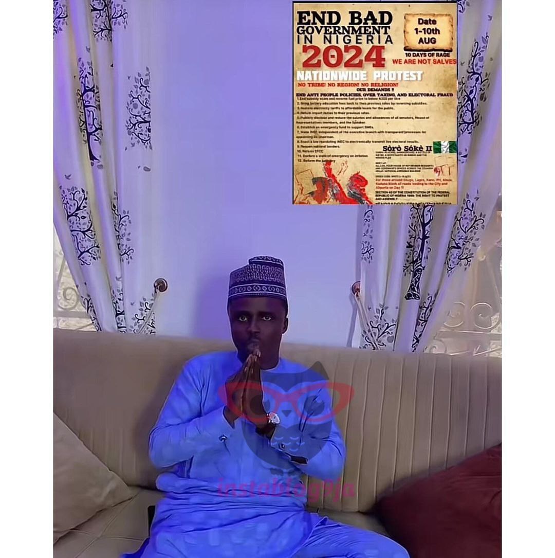 instablog9ja's tweet photo. A Nigerian Tiktoker, Junaidu Abdullahi aka Abusalma, has been remanded in prison custody after posting a viral video calling for mass protest over hardship in the country. https://t.co/jnV4rKXkIT
