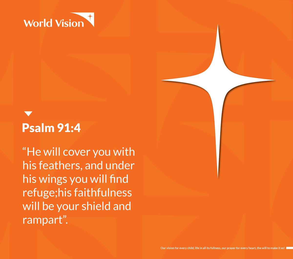 WorldvisionLS's tweet image. In times of trouble and uncertainty, we can find comfort in God's promise of protection:

"He will cover you with his feathers, and under his wings you will find refuge; his faithfulness will be your shield and rampart." - Psalm 91:4

 #Faith #Protection #Psalm91