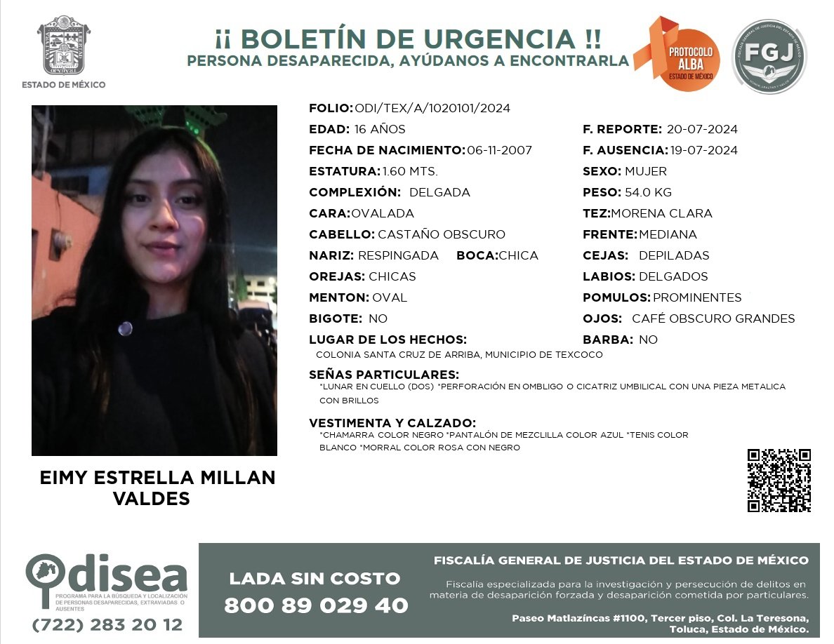 Le_Chercho's tweet photo. @Alerta_Ecatepec Solicitamos de tu apoyo en difusión para dar pronta localización a Eimy Estrella Millán Valdés, comunícate a los teléfonos de COBUPEM 800 216 0361, 800 509 0927. #TodosEnLaBúsqueda https://t.co/i5mFiWBb5l