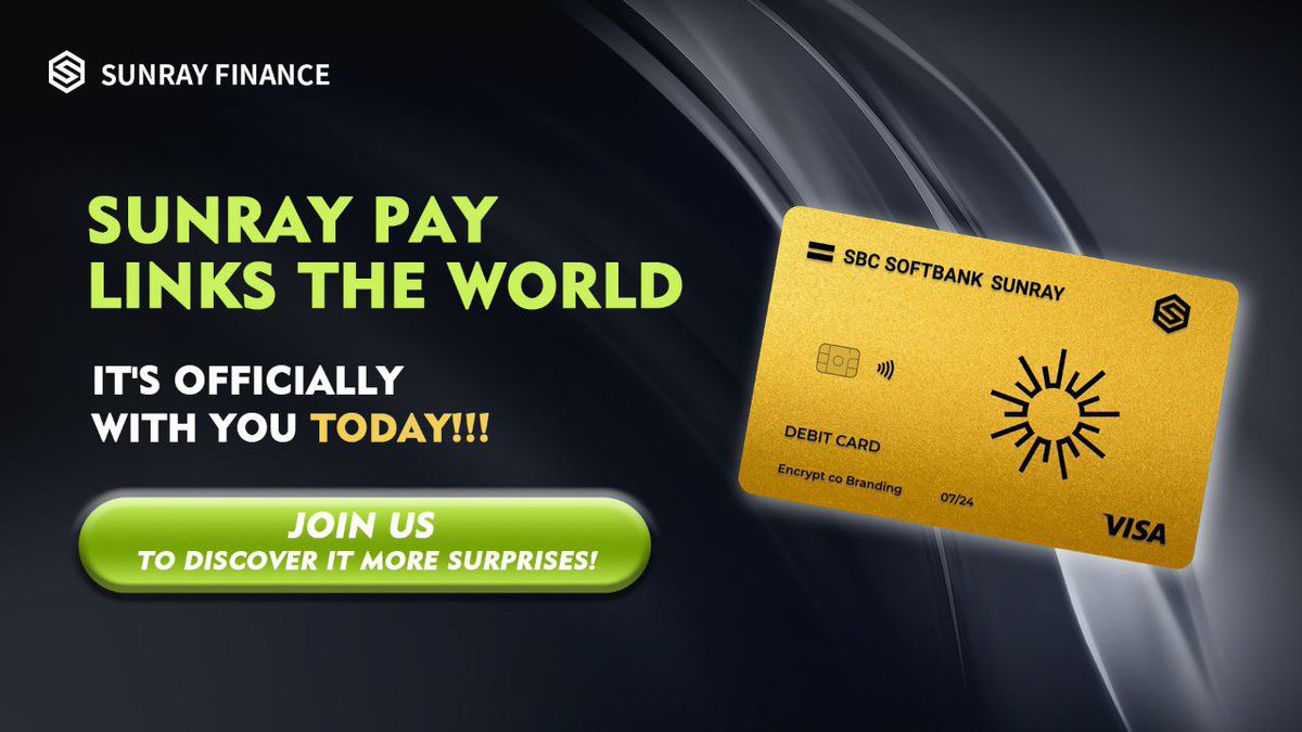🏦The exciting moment has arrived

💳SUNRAY Pay payment service is officially available to everyone

🔗Sunray Pay connects the world

🌍Global coverage, no matter where you are, easy payment and acceptance of multiple cryptocurrencies, more flexible payment

Add more surprises🪪