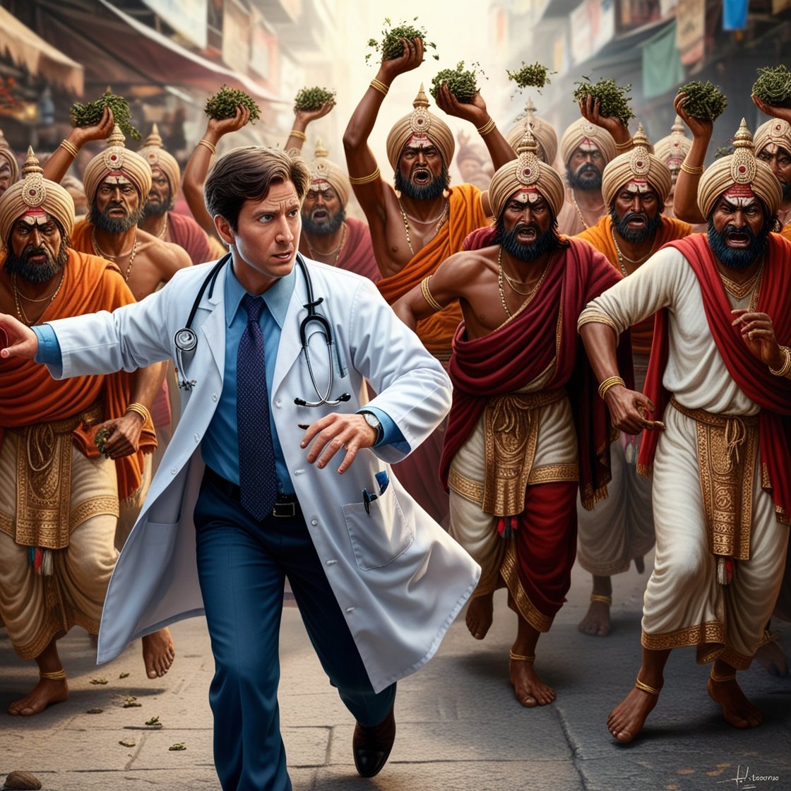 arifhussaintm's tweet photo. The alternative medicine Mafia:
In a disturbing turn of events, a supplement maker #Himalaya, has taken legal action against a critic for defamation, @theliverdoc, leading to the removal of an accepted abstract from a reputable scientific publication. This incident, detailed in a recent @RetractionWatch  article (https://t.co/fxBj1NSKJk), highlights a growing menace to the integrity of scientific discourse: The alternative medicine industry.

For far too long, the shadowy realm of herbal supplements and alternative therapies has operated with minimal oversight, capitalizing on the public’s trust and desperation for natural health solutions. But beneath the veneer of wellness and holistic health lies a ruthless industry, more concerned with profits than the well-being of its consumers. This latest legal battle underscores the lengths to which these companies will go to silence dissent and protect their financial interests, even at the expense of scientific truth and public safety.

The removal of a critical scientific abstract not only stifles important discourse but also sets a dangerous precedent. It sends a chilling message to researchers and healthcare professionals who dare to question the efficacy and safety of these products: Speak out, and you could face severe consequences. This is not just a battle for one critic or one piece of research; it is a fight for the soul of scientific integrity.

Imagine a real doctor, armed with years of education and a commitment to evidence-based practice, being pursued by an angry mob of self-proclaimed healers clutching handfuls of herbs. This image starkly represents the current clash between rigorous science and the unchecked claims of alternative medicine. As readers, we must stand up for the sanctity of scientific inquiry and demand accountability from an industry that has too long evaded scrutiny.

Share this article and raise your voice against the hijacking of scientific truth by the alternative medicine juggernaut. 

The future of healthcare and the protection of vulnerable consumers depend on it.

 - Arif Hussain Theruvath