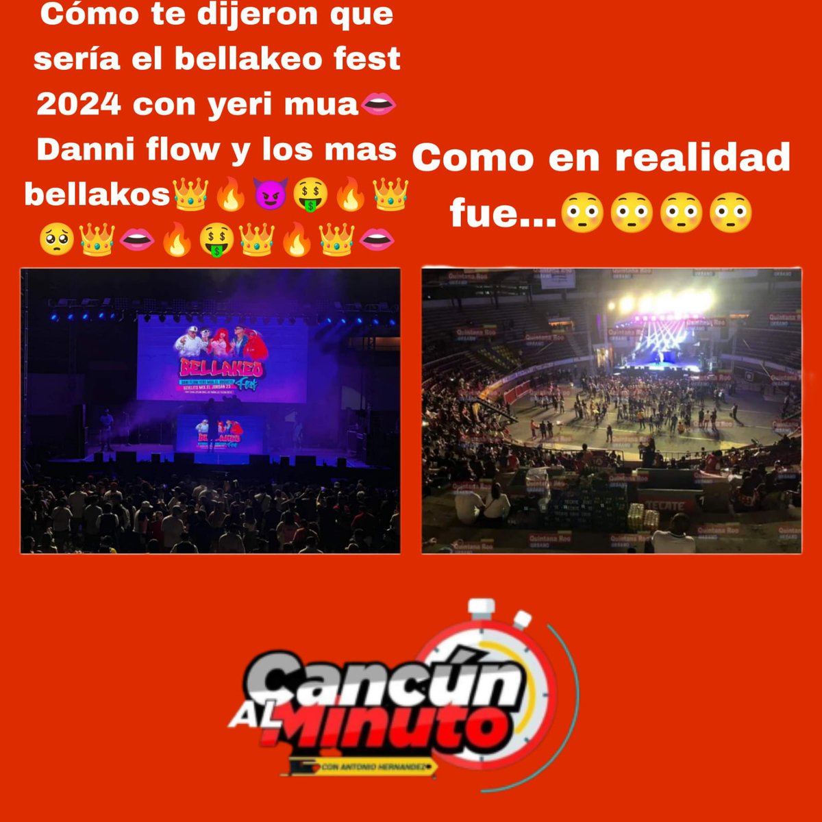 cancunalminut0's tweet photo. #MELLEVAELCHANFLE🎭

Al parecer el "bellakeo" no fue muy bien recibido por parte de los cancunenses quienes en otras ocasiones han llenado hasta abarrotar la plaza de toros cuando llegan otros artistas....🤣🤣🤣 https://t.co/3IRN4OTjDZ