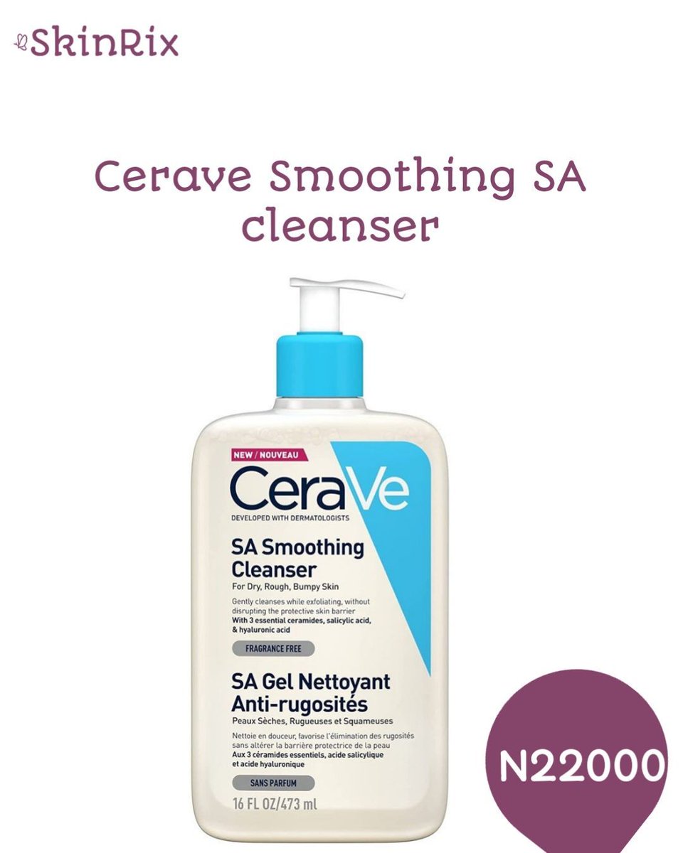 beyoutifit's tweet image. CeraVe SA Smoothing Cleanser is suitable for rough and bumpy skin and also suitable for skin prone to Keratosis Piliaris. It gently removes oil, dirt and makeup from the skin.

Price: N22000

Click ⬇️ to order. wa.me/2348093745805W… 

#skinrix
