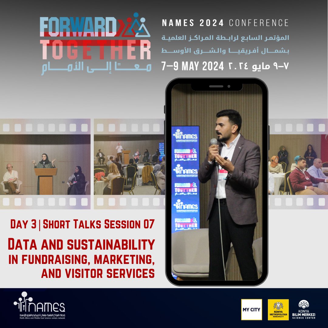 NAMESnetwork's tweet photo. The 7th Short Talks session of #NAMES2024 #Conference at @KonyaBilim (Konya Science Center), Turkey, featured 10-min talks by @MikkoMyl, CEO of @Heurekafi; Laith Al-Sous, @ChildrenMuseum Jordan; Halah Murtadah and Abeer Alrasheedi, @Mishkat_Energy.
.
.
.
#NAMESnetwork #SciComm https://t.co/jkQFmsmGAH