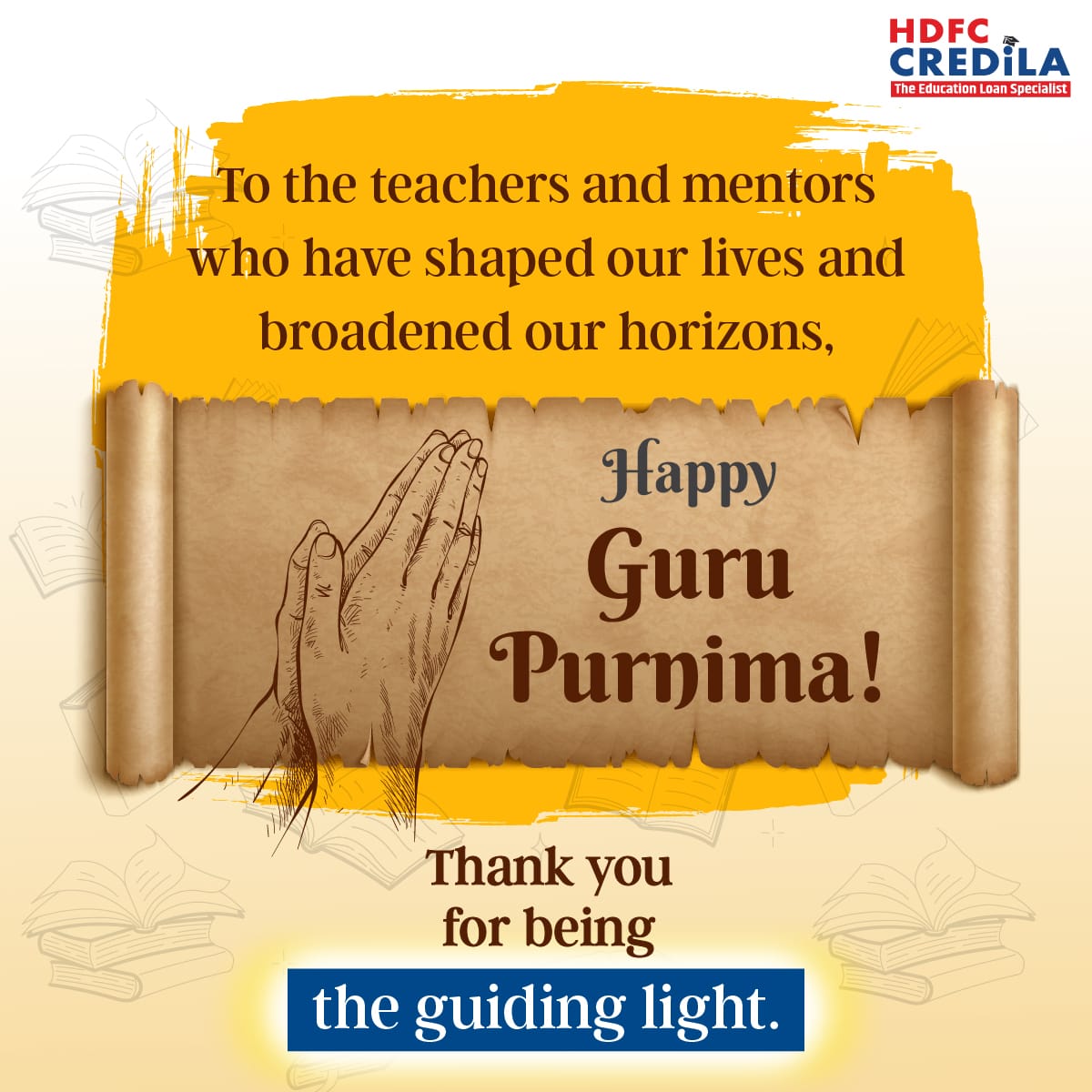 CredilaFinserv's tweet photo. Our heartfelt gratitude to our teachers and gurus for their wisdom and inspiration. Your guidance and support make the world a better place. Today, we honour you.
#HDFCCredila #MyGuruMyGuide #GuruPurnima #GuruPurnima2024 #GuruPurnimaspecial #HappyGuruPurnima https://t.co/1ZxSwLriat