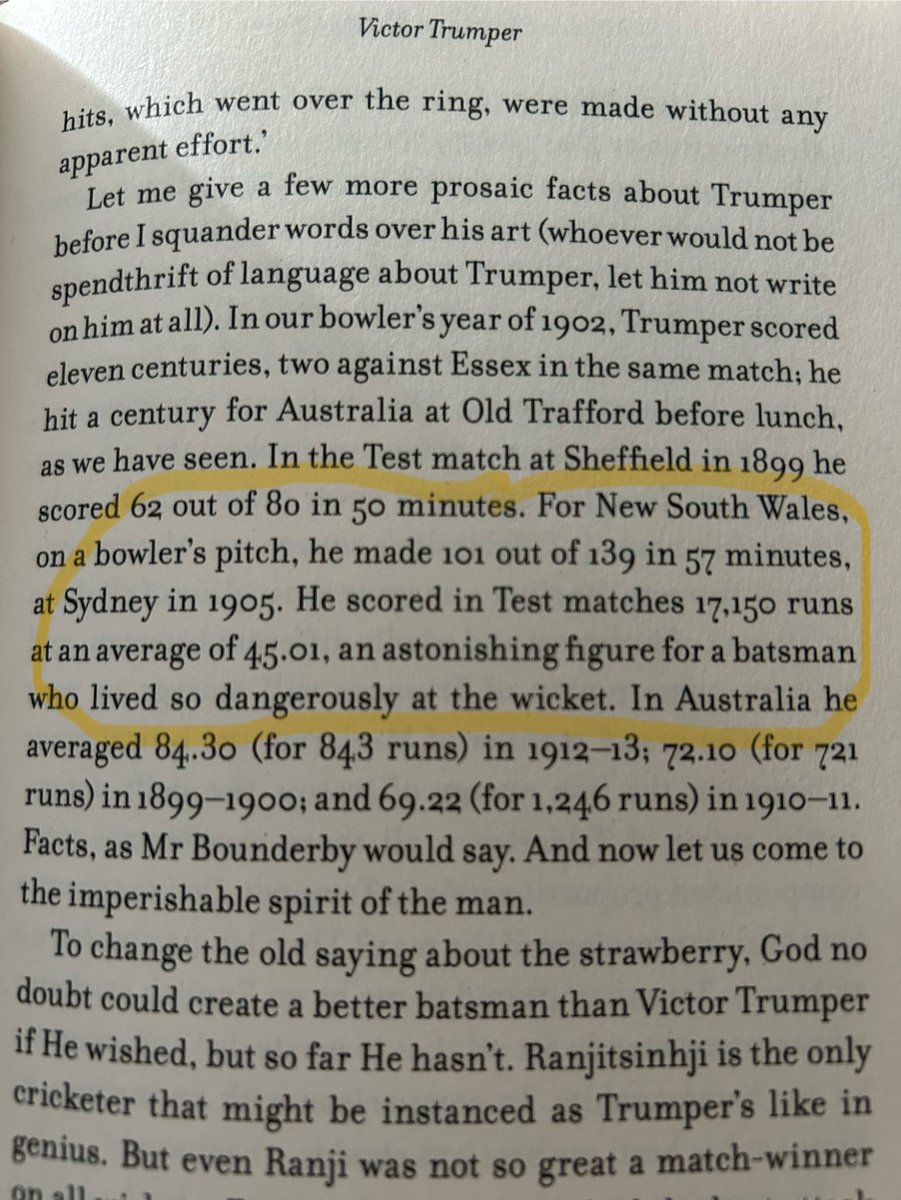 pfon73's tweet photo. @ZaltzCricket @jonawils 

Hello - I don’t know if you’ve come across this before: Neville Cardus writes about Victor Trumper’s 17,150 runs ‘in Test matches’. That’s obviously not what we recognise, but is he just wrong or has the definition of Test cricket changed over time? https://t.co/jAW8YIsKaE