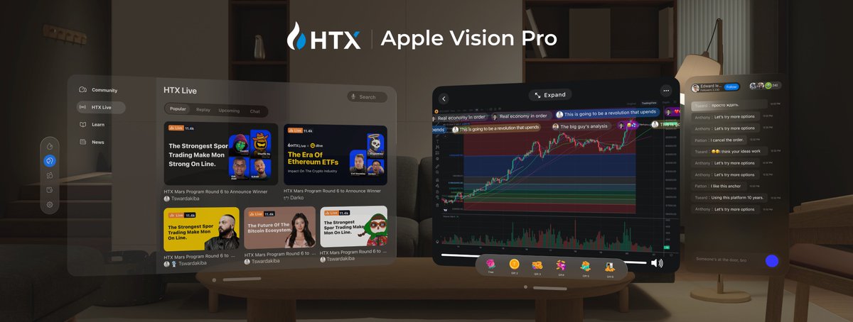 justinsuntron's tweet photo. I downloaded the HTX app on my Apple Vision Pro, and it feels great. Now, I can view crypto and place orders. @HTX_Global is developing a new concept for a crypto exchange on the Vision Pro, aiming to break visual boundaries and unlock a new trading experience. https://t.co/LN9Lu0QHkj