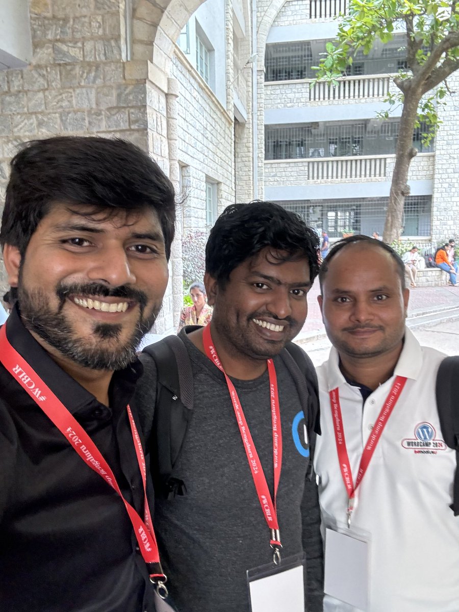 Three old <a href="/newscorp/">News Corp</a> team mates into 3 different roles #Speaker #Organiser #Attendee <a href="/sathyapulse/">Sathiyamoorthy Venkatesan</a> <a href="/thepremtiwari/">Prem Tiwari</a>  #wordcamp Bengaluru #wcblr