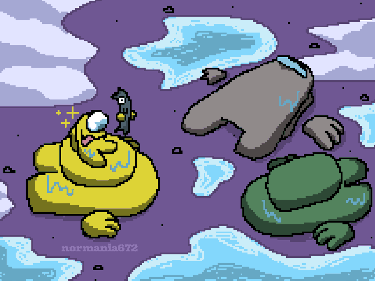 NavyOliv's tweet photo. #Rodamrix #AmongUs #Tan #Fortegreen #Yellow #MiniYellow #Glitchy #BabyYellow #Power #Impostor #Crewmate
The fish scene in "Power" but it's pixel art and in my artstyle (also changed some things) https://t.co/pGHFDZL265