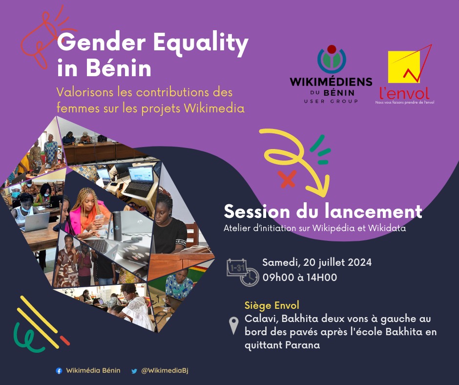 <a href="/GenderEquality/">Gender Equality.</a> 2024 in #Benin! 🇧🇯 lancement ce samedi au siège de <a href="/lEnvolBj/">l'Envol</a>  a #Calavi. #Felicitation a toutes les participantes de l'atelier pour leur passion et leur énergie pour le #gendergap  sur #wikipédia #GenderEquality #Wikimedia #Wikidata #WikimediaBénin