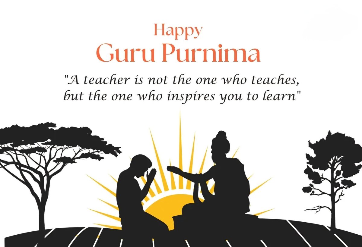The term 'Guru' comes from the Sanskrit words 'Gu,' meaning darkness, and 'Ru,' meaning the remover of darkness. Thus, a guru removes ignorance and guides us toward enlightenment and knowledge. 

Warm wishes on Guru Purnima to esteemed teachers who graced my life. #GuruPurnima