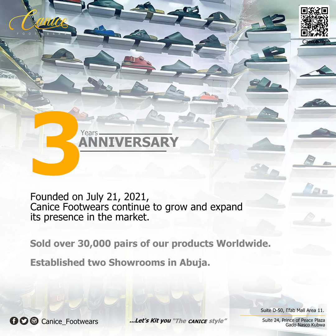 Austine_Chimdum's tweet photo. Canice Footwears has accomplished significant milestones since its inception on July 21st, 2021. Over the past three years, we have achieved remarkable success, having sold over 30,000 pairs of our products and successfully exported them to numerous countries." https://t.co/8hx3yIF8ow