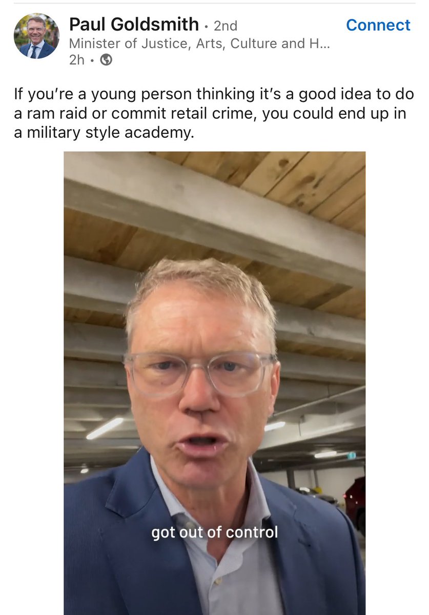 One important aspect of the rule of law is that the law needs to be knowable in advance. Which is why the Minister of Justice is letting ram-raiding youths know about it through LinkedIn.