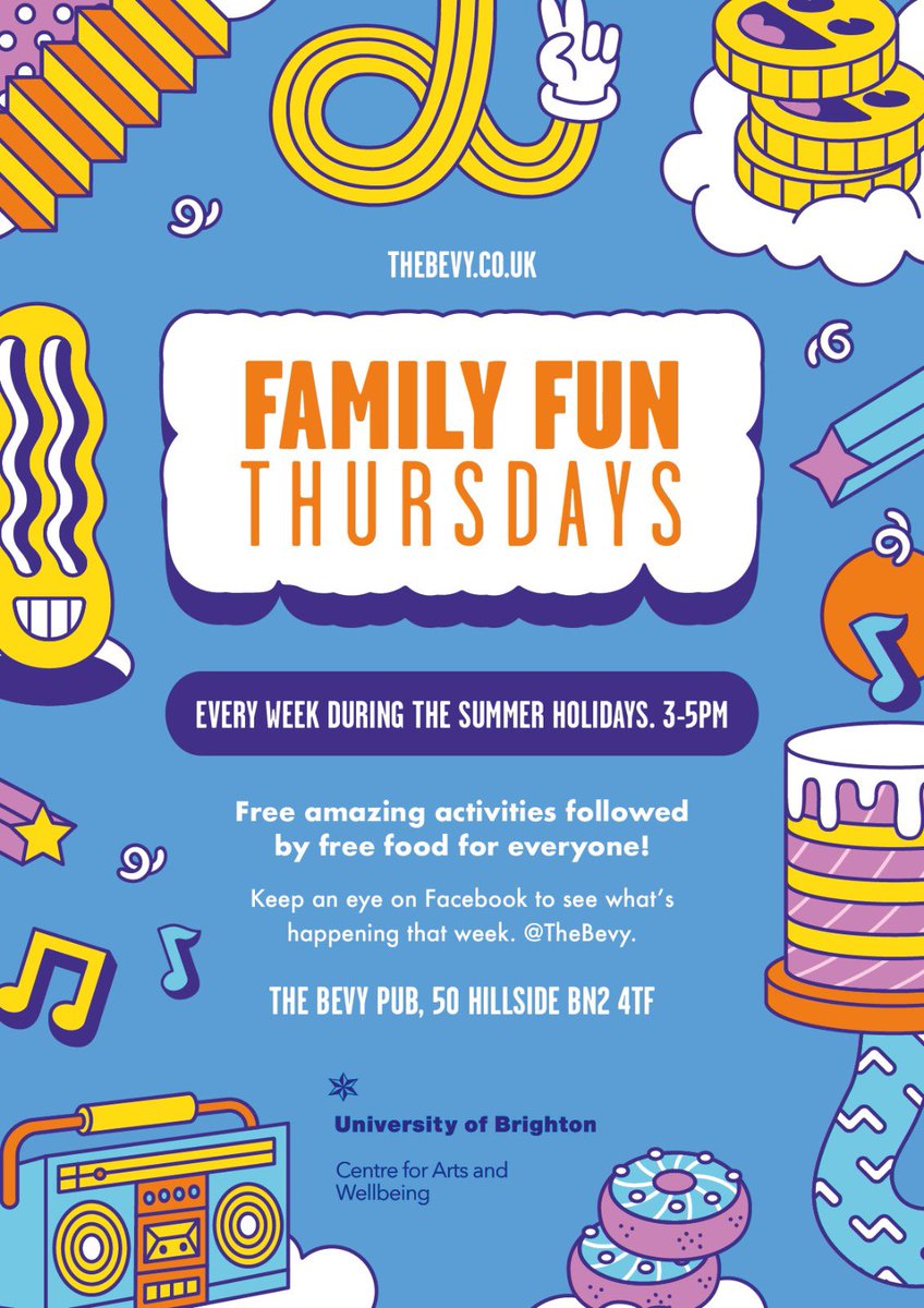 Bevendean Co-op Pub (@thebevy) on Twitter photo It’s nearly the summer holidays and we’ve got a magnificent seven Family Fun Thursdays lined up. Thanks to funding from <a href="/artswellbeing/">Centre for Arts and Wellbeing</a> & <a href="/EnjoolataF/">Enjoolata Foundation</a> it’s all free and thanks to <a href="/FareShareSussex/">FareShare Sussex & Surrey</a> everyone gets fed for free. Starting this Thursday 3-5pm Bertie and Bow Family Show It’s nearly the summer holidays and we’ve got a magnificent seven Family Fun Thursdays lined up. Thanks to funding from <a href="/artswellbeing/">Centre for Arts and Wellbeing</a> & <a href="/EnjoolataF/">Enjoolata Foundation</a> it’s all free and thanks to <a href="/FareShareSussex/">FareShare Sussex & Surrey</a> everyone gets fed for free. Starting this Thursday 3-5pm Bertie and Bow Family Show