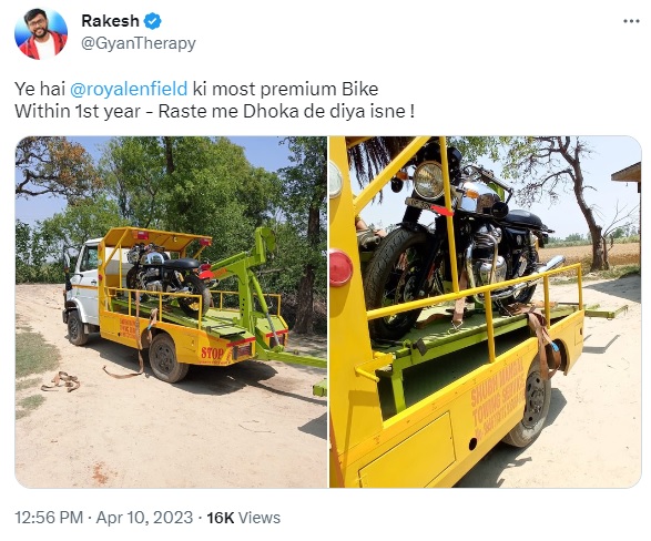 ravinesun's tweet photo. @anandmahindra 👍Hope Quality is Good & reliable. not Ghanta Quality like Royal Enfield, #PureCheating #BoycottRoyalEnfield Royal Enfield bikes are below 3rd class Quality & life risky. Pls Propose to Ban RE bikes from 26th jan RPD parade many people falling in RE trap. RE is pure scam & cheat https://t.co/TYs6nKo1vy