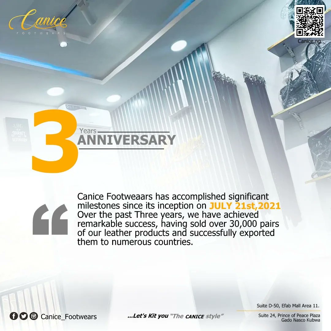 CaniceFootwears's tweet photo. Canice Footwears has accomplished significant milestones since its inception on July 21st, 2021. Over the past three years, we have achieved remarkable success, having sold over 30,000 pairs of our products and successfully exported them to numerous countries." https://t.co/4MAtRU2heH