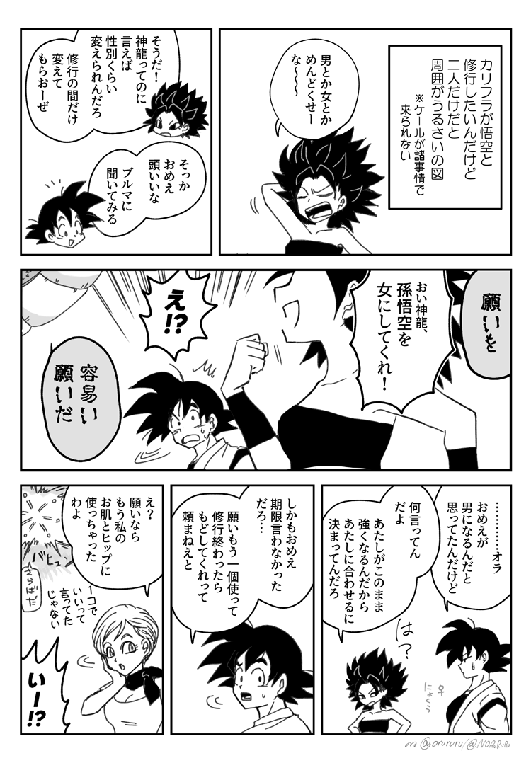 これはカリフラさんが悟空さと修業をするだのしないだのという話 