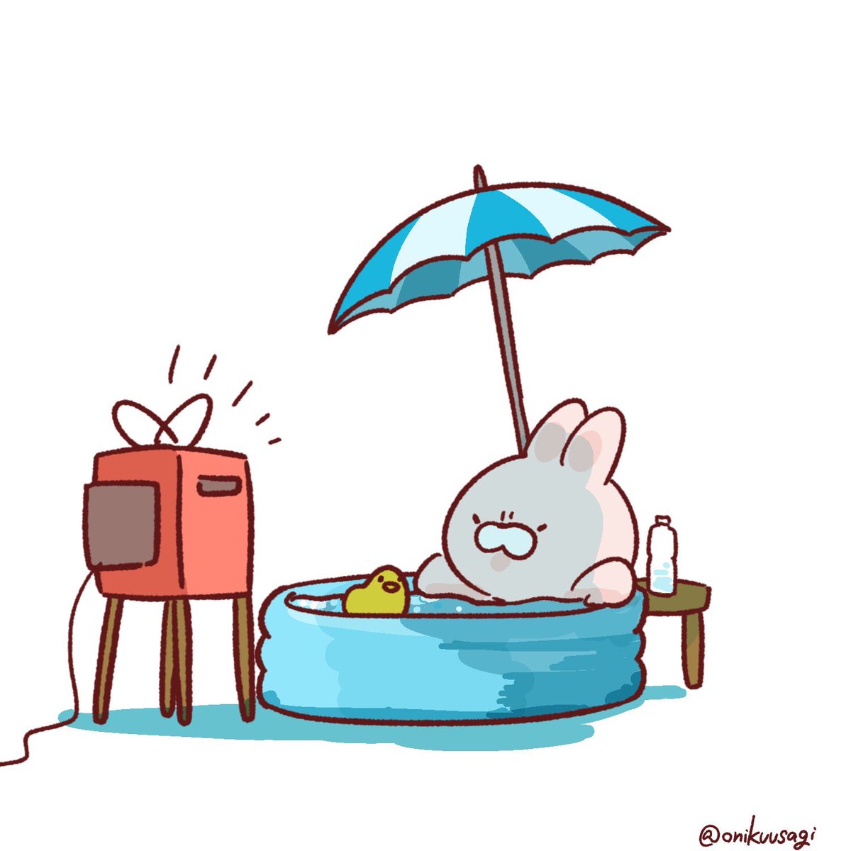 「冷やしうさぎ #8耐 #鈴鹿8耐」|おにくうさぎのイラスト