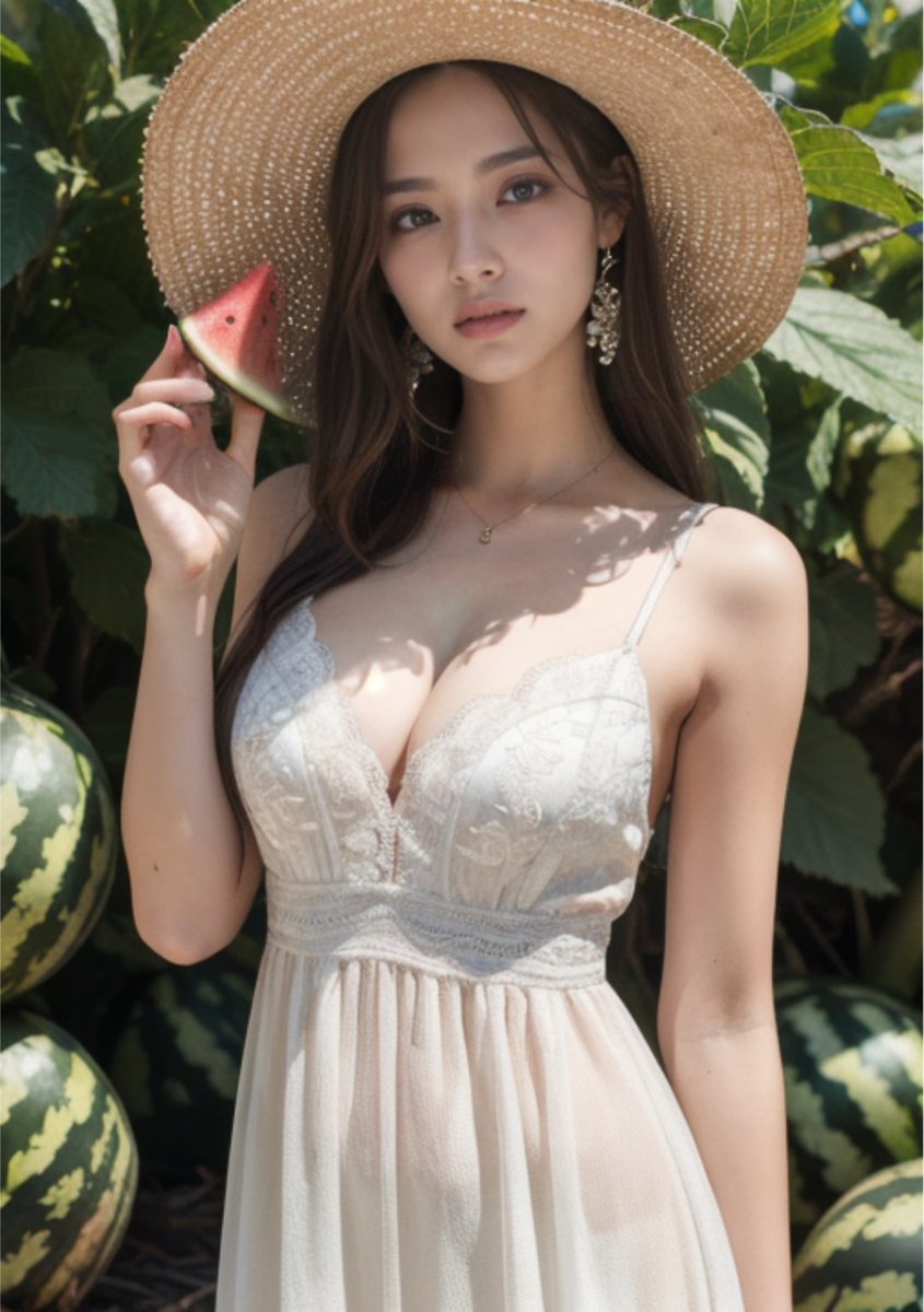 koro_san_ai_2's tweet photo. スイカ畑から、本日もお疲れ様でした🍉
From the watermelon field!
#AIさ2 #ヒルカツ #imaginarytrip #妄想旅行 https://t.co/B8xo5jxFnI