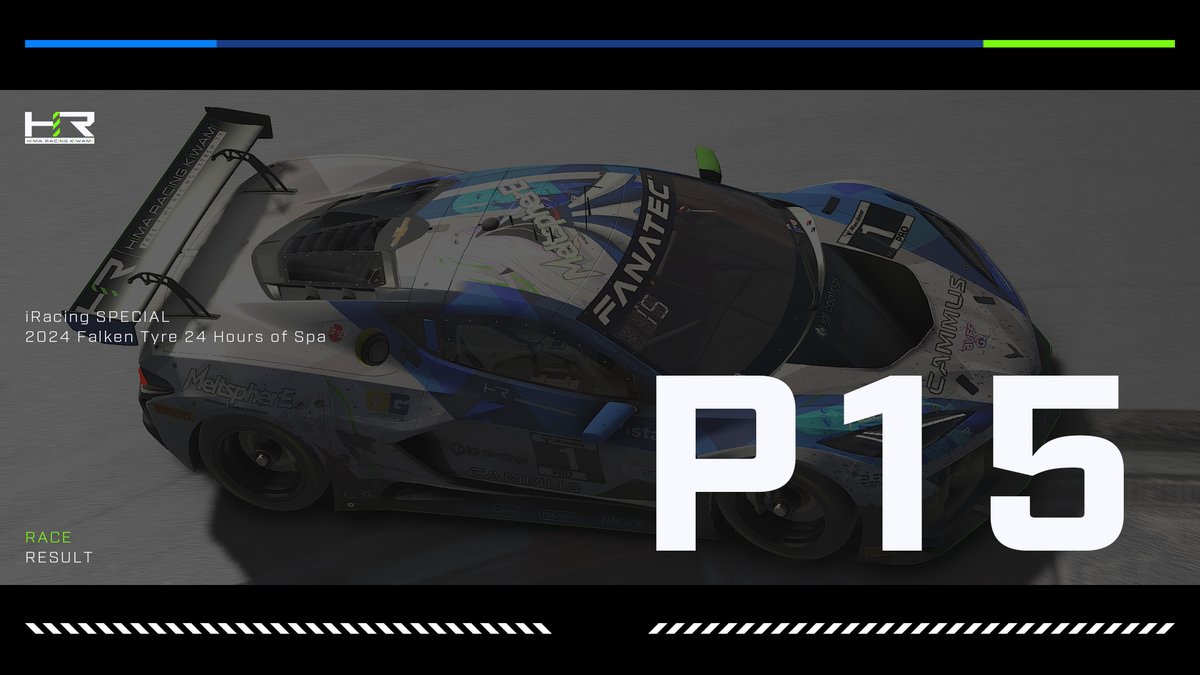 himaracing's tweet photo. 【レース結果】2024 24 Hours of Spa🇧🇪
Q37→R15🏁

多数のトラブルに苦しめられましたが、何とか走り切って15位でレースを終えました。

一緒に走ってくださったおちぎんモータースポーツ @ochigin55 の皆様はじめ応援してくれた方々ありがとうございました！

#himaracing #fight_ochigin https://t.co/NbydkEyabZ