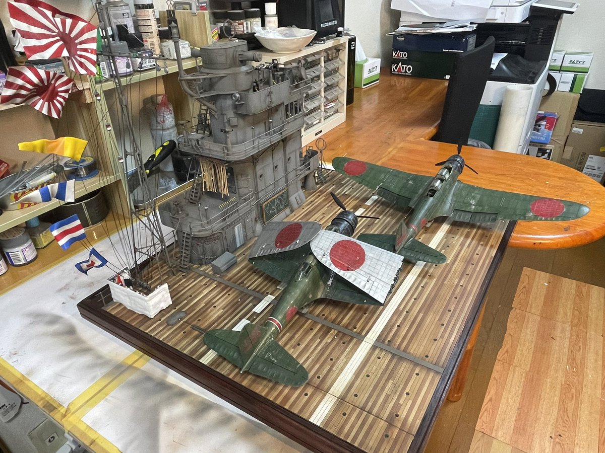 という事で！ ボーダーモデル1/35”赤城”艦橋+九七式艦上攻撃機2機完成