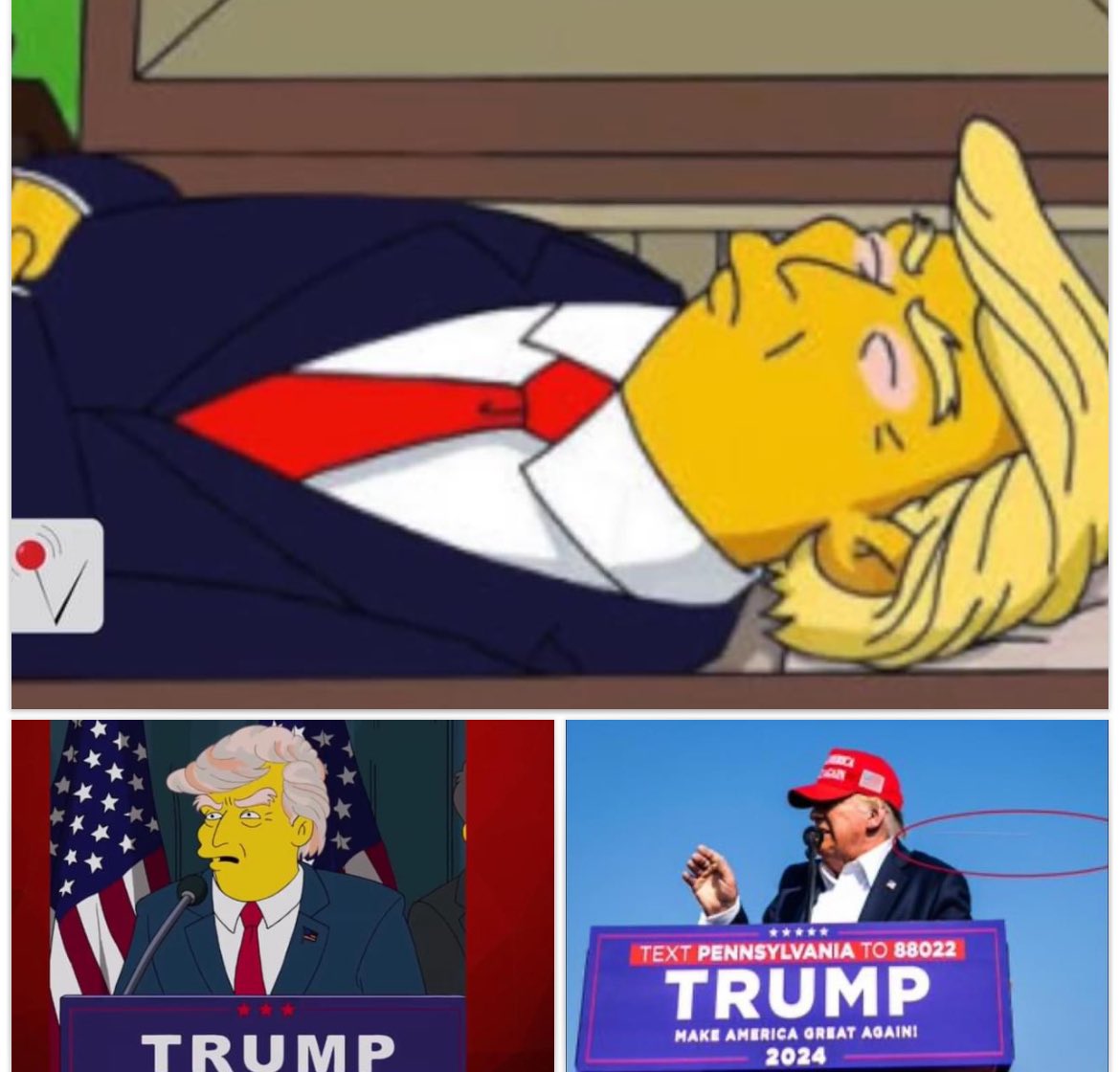 Babycakes2156's tweet photo. Remember that episode of The Simpsons predicted his death #DonaldTrump  #Trump2024 https://t.co/wSpEja3RqA