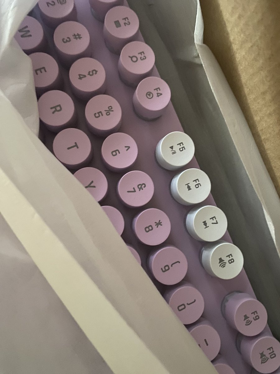 DarlingxzBee's tweet photo. LFB WTS K600 Luminous Gaming Keyboard 

White &amp; Violet Keys, round keycaps, white backlit
✅With box and manual

Wala pa 1 day gamit, with proof of purchase. Used for game test only.

Rfs: Got AULA F87 as main. :)) https://t.co/UC7JRiZ1CU