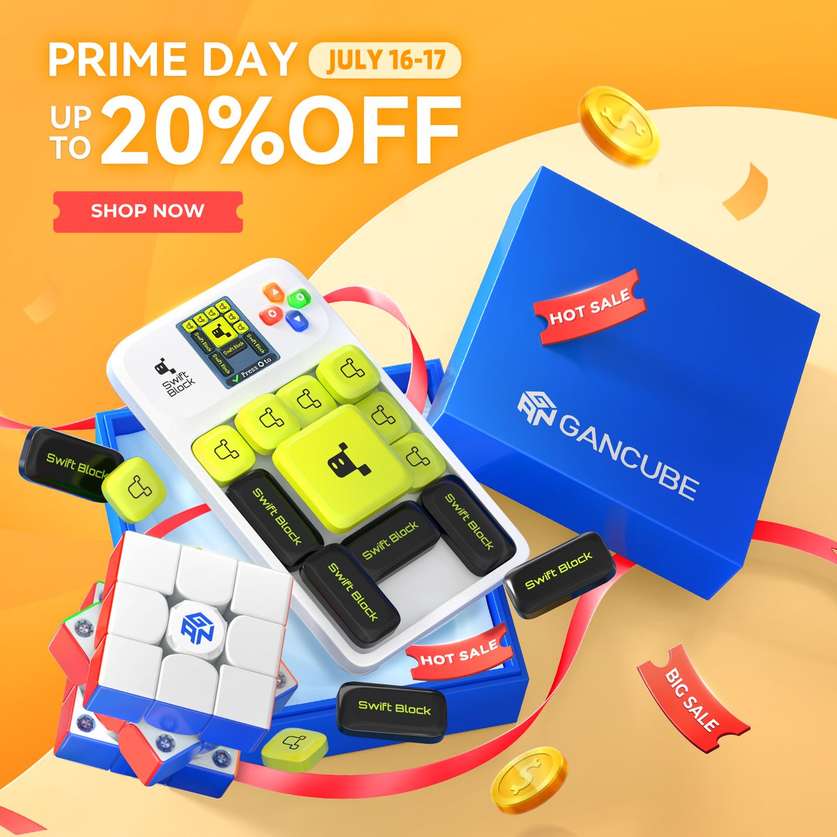 gancube's tweet photo. Big Discounts During #GANPrimeDay 🔥🔥
📅 July 16-17, 2024
‼ 𝐀𝐥𝐥 𝐀𝐦𝐚𝐳𝐨𝐧 𝐆𝐀𝐍𝐂𝐔𝐁𝐄 𝐒𝐭𝐨𝐫𝐞𝐬
Enjoy up to 20% Off sitewide.
#GANCUBE #GANCUBESHOP #GANSpeedcube #GANSmartCube #GAN356icarry2 #SwiftBlock #wiSlide #amazonmusthaves #primeday #primeday2024 https://t.co/x6GvqlknDg