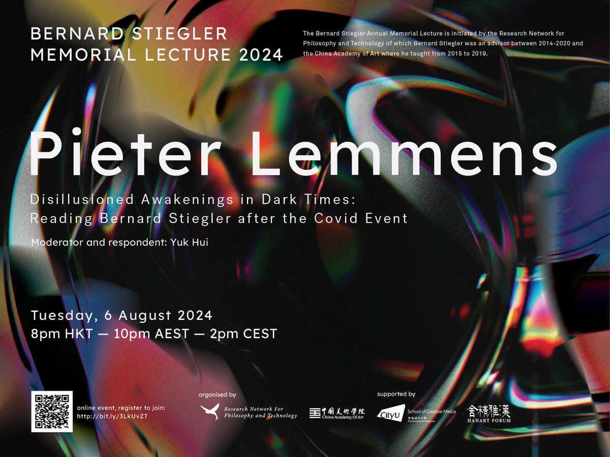 We are happy to announce that Pieter Lemmens will deliver this year's Bernard Stiegler Lecture on the 6 August 2024. More info: philosophyandtechnology.network/6611/lecture-6…