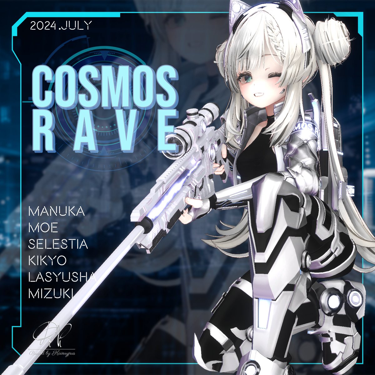 Pini_3D's tweet photo. こんにちは、Piniです。
ハイテク Recon 衣装 - Cosmos_Rave - を発売しました！
Manuka, Moe, Kikyo, Selestia, Lasyusha, Mizuki に対応しました。

LINK : https://t.co/i3ctXOTTNU

🎁発売記念RT＆Followイベント🎁
@Pini_3D をフォローして、この投稿をRT&❤してくれる5名様に - Cosmos_Rave - をプレゼントします！🥳

抽選は7/21✅

写真を撮るときは #Pini_3D_Prod お願いします！

よろしくお願いします! 

#Maya3D #VRChat #VRC #booth_pm #3DModel #Pini_3D #Pini_3D_Prod