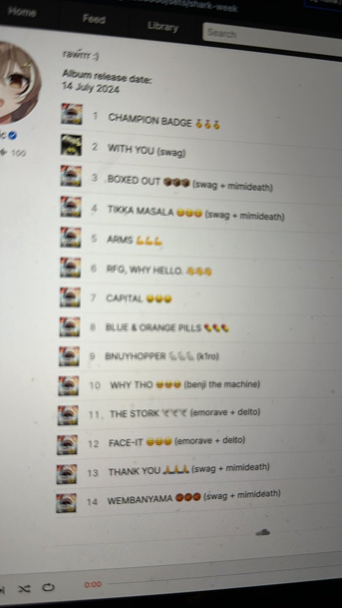 NEW SWAG!!!!!!! 🦈🦈 SHARK WEEK 🦈🦈 FULL LENGTH ALBUM 🦈🦈 14 TRACKS 🦈🦈 ALL KILLER NO FILTER 🦈🦈 YEP 🦈🦈 LISTEN NOW!!! 🦈🦈

🦈 <a href="/MIMIDEATHH/">MIMIDEATH</a> 
🦈 <a href="/0k1ro/">k1ro</a>
🦈 <a href="/benjithemachine/">benji the machine</a> 
🦈 <a href="/em0rave/">emorave</a>
🦈 <a href="/Delto90/">delto</a>