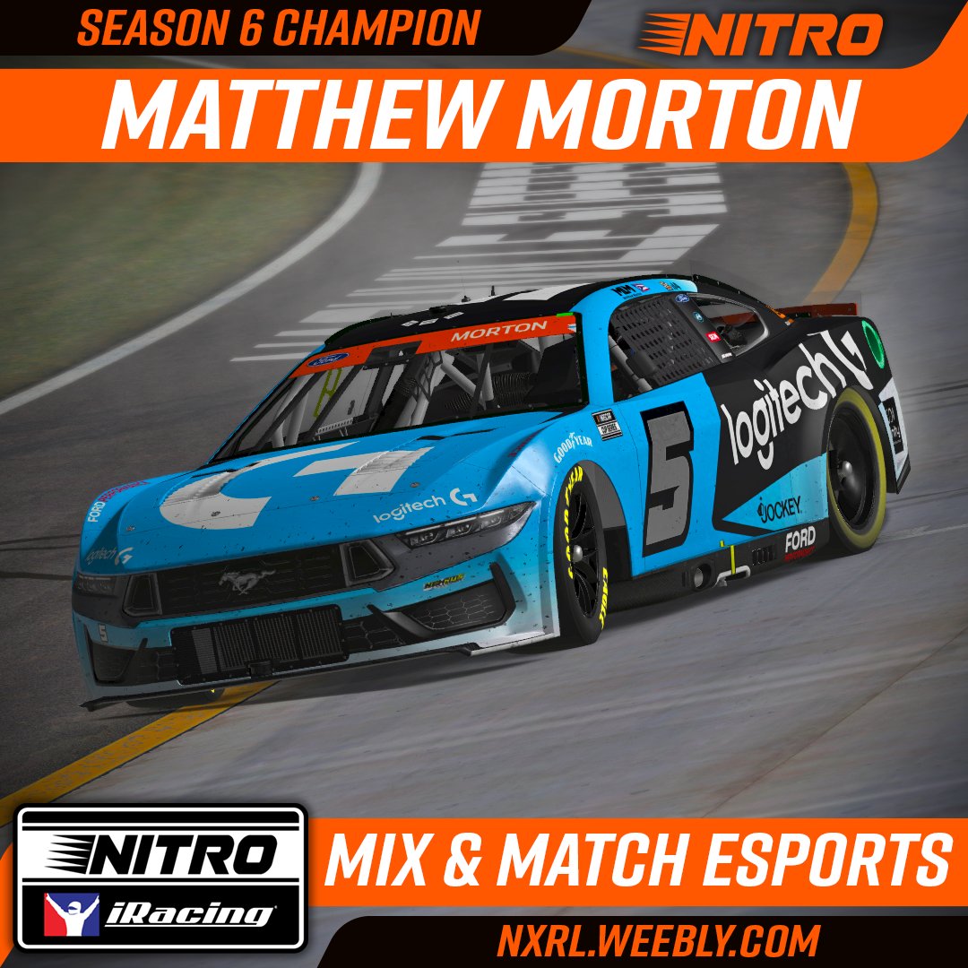 LeagueNitro's tweet photo. He's now a 2x Nitro iRacing Champion! Repost to congratulate @MatthewMorton31 and @MixMatchMotor on an incredible season!

#nitroracingleague #mixmatchesports #iracing #simracing #enascar https://t.co/BqP4imVdHb