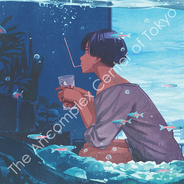 「「休日を泳ぐ」  オンラインショップ 」|げみのイラスト