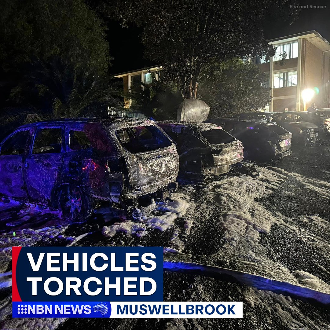 nbnnews's tweet photo. Police are appealing for information after eight vehicles were set alight and destroyed in the state's Hunter region overnight.

Emergency crews were called to a Brentwood Street carpark in Muswellbrook at around 1.30am following reports of several vehicles on fire. #NBNNews https://t.co/qvzXIHRyJg