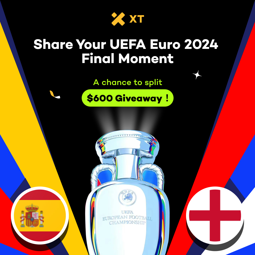XTexchange's tweet photo. ⚽️ Share your UEFA Euro 2024 final moment for a chance to win a share of $600! 🎉

❤️ Follow us & @XTExchangecn & Join https://t.co/J0P3vGegFL
❤️ Like, RT with hashtags #XT #EURO2024 #UEFA #XTEURO2024 & tag 3 friends
❤️ Share your UEFA Euro 2024 final moment and XT UID in the comment.

💰 Prizes: $600 for 30 to share
🗓️ Draw time: July 18

🥳 Join the Pinnacle Battle to Share 500,000 USDT: https://t.co/0GZ8zxxi5W

#Airdrop #Giveaway